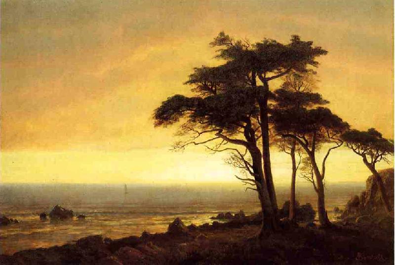 Albert Bierstadt The Sunset at Monterey Bay the California Coast oil painting image